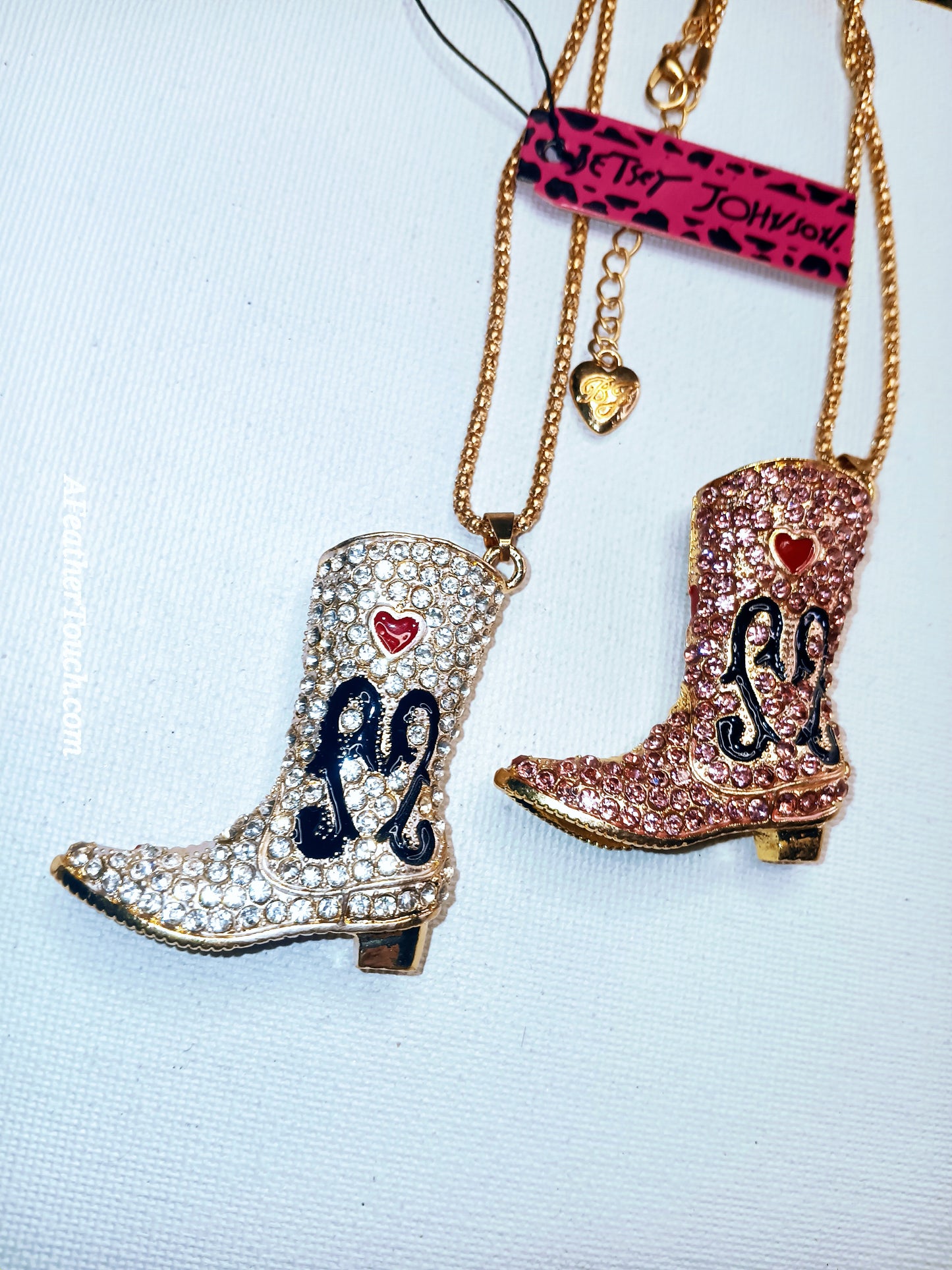 Betsey Johnson Crystal Cowboy Boot Statement Necklace