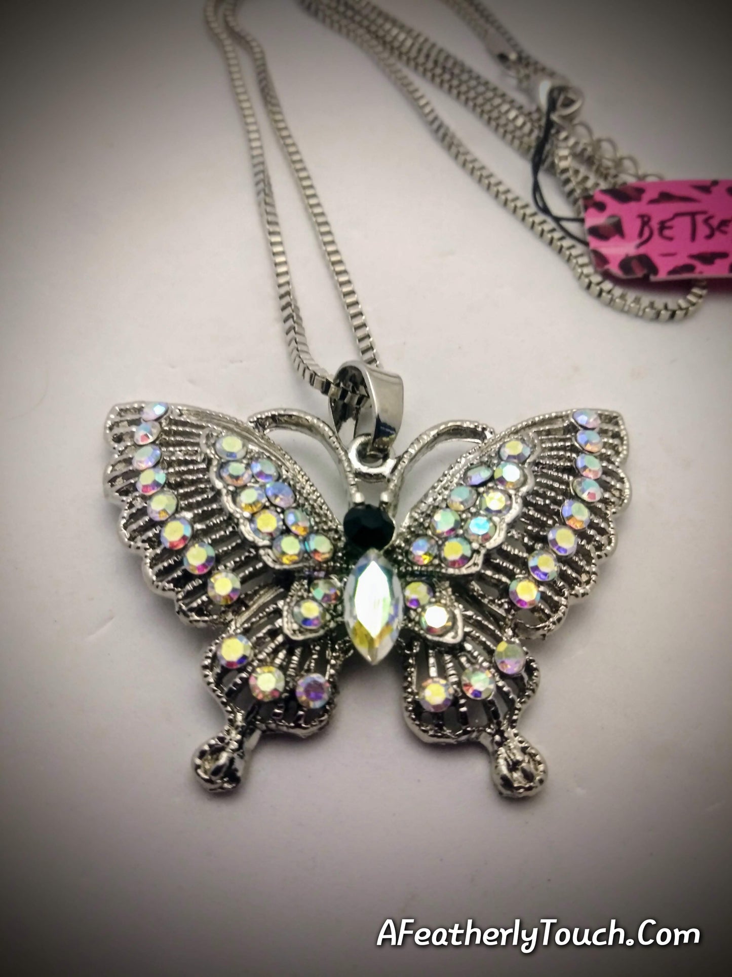 Aurora Borealis Butterfly Pendant Necklace