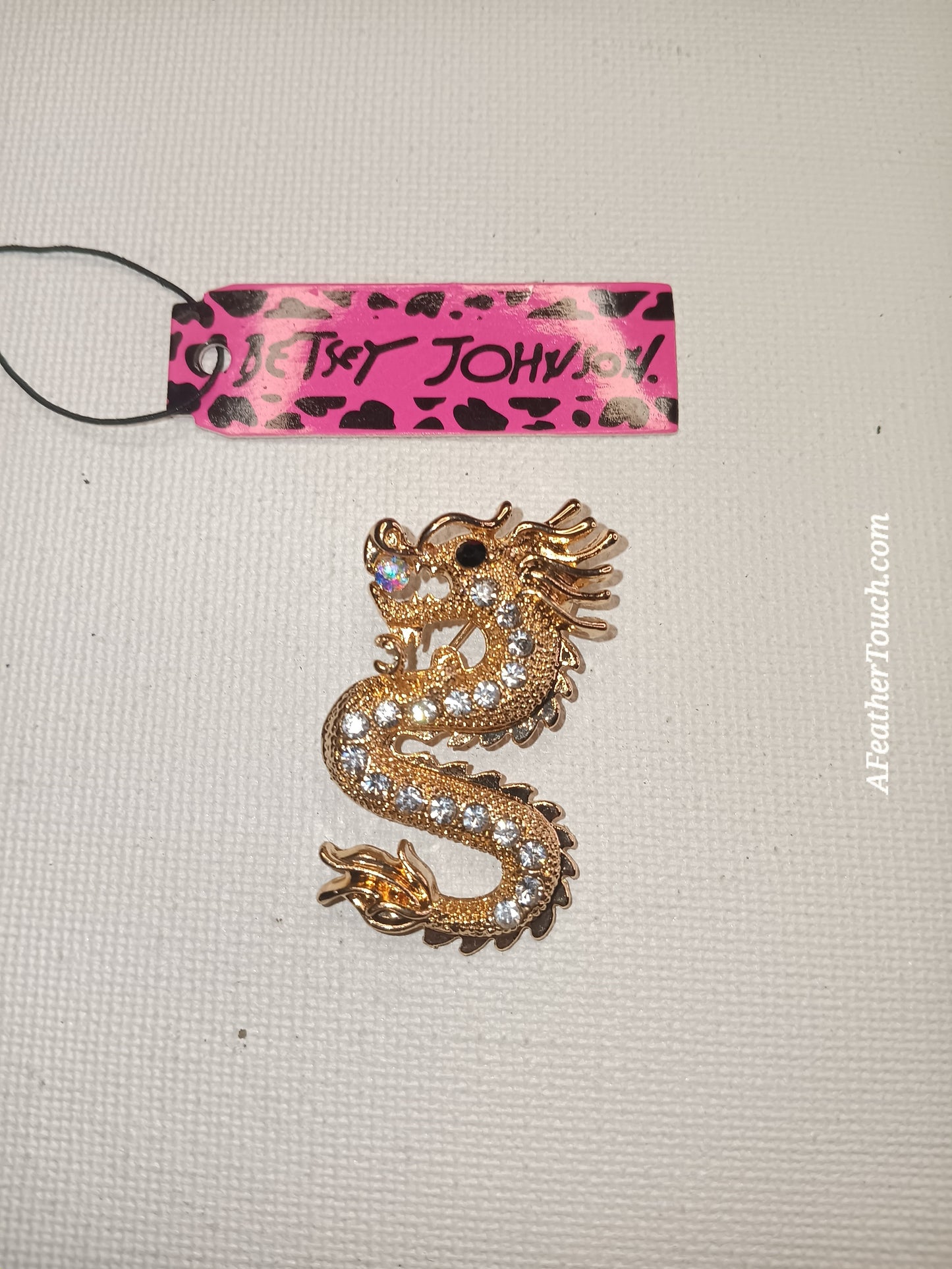 Betsey Johnson Rhinestone Dragon Brooch Pin