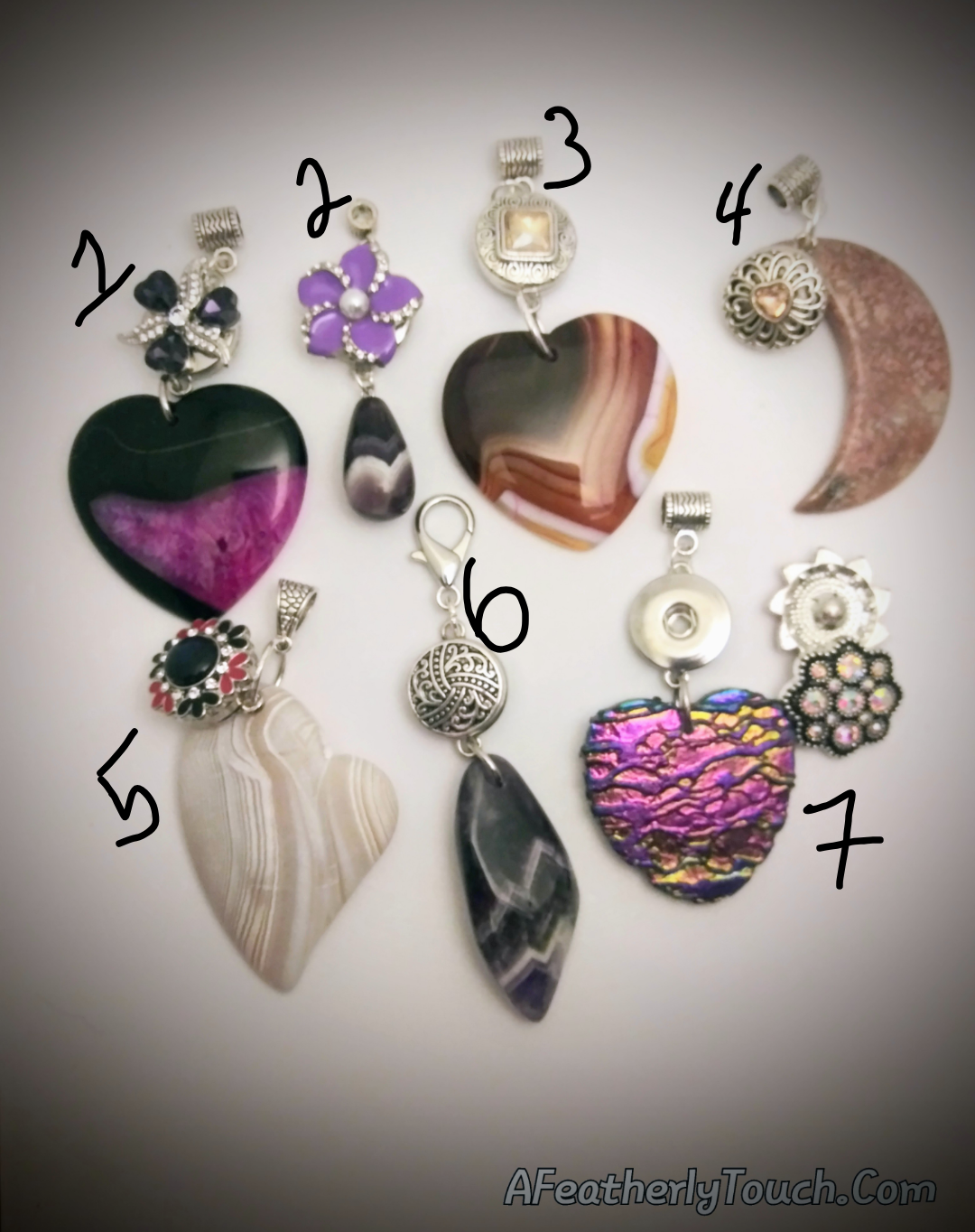 Beautiful Natural Agate Quartz Crystal Snap Pendant, 18mm Snap, and .925 Silver Chain