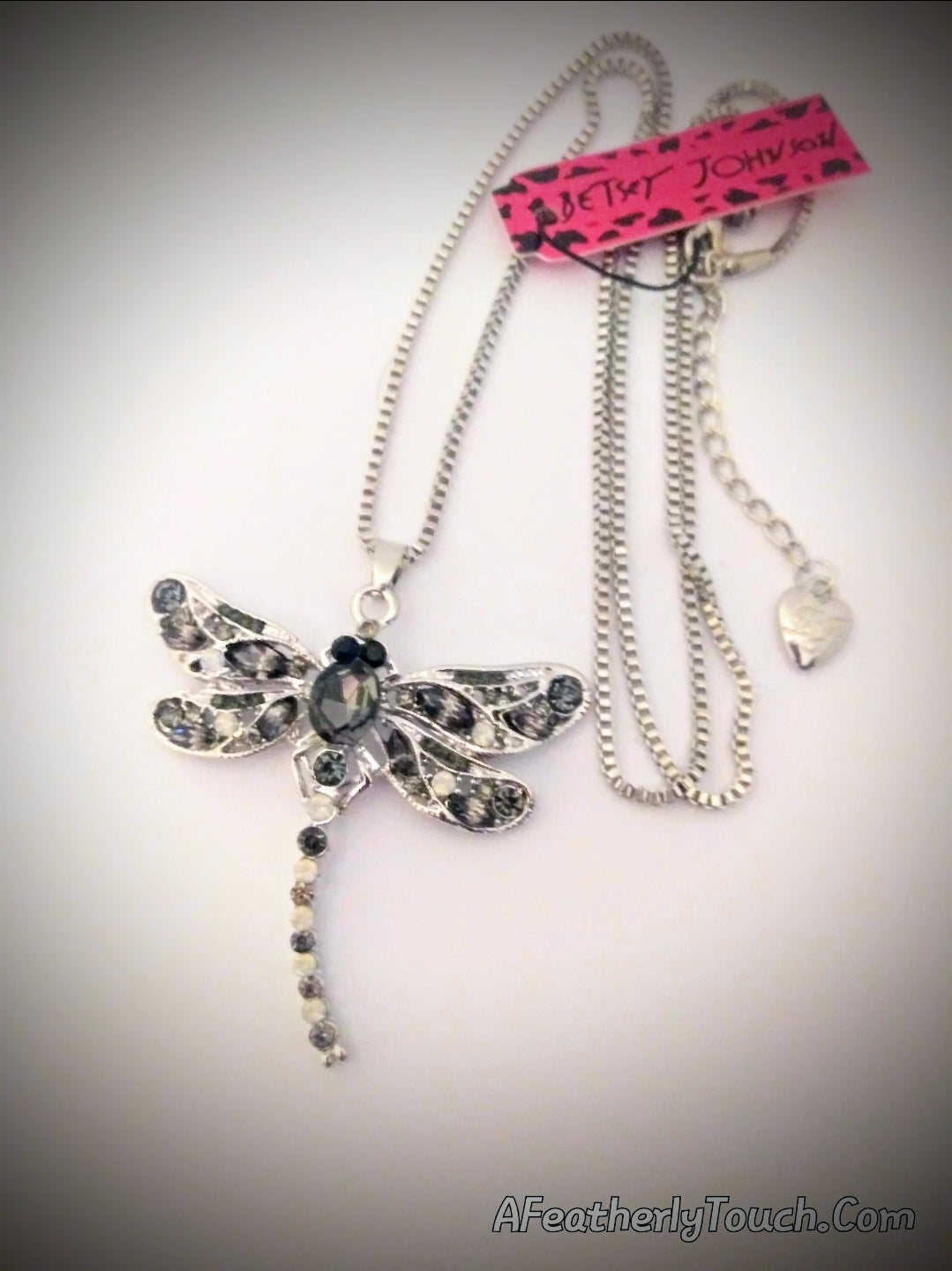 Betsey Johnson Statement Rhinestone Dragonfly Pendant Necklace