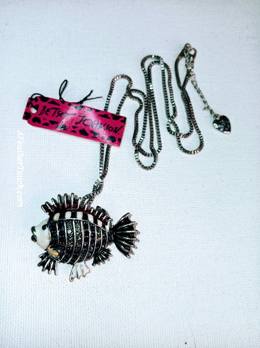 Sparkling Enamel & Rhinestone Puffer Fish Brooch Pendant