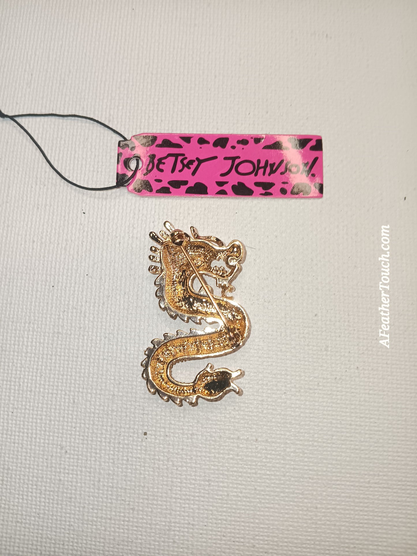 Betsey Johnson Rhinestone Dragon Brooch Pin