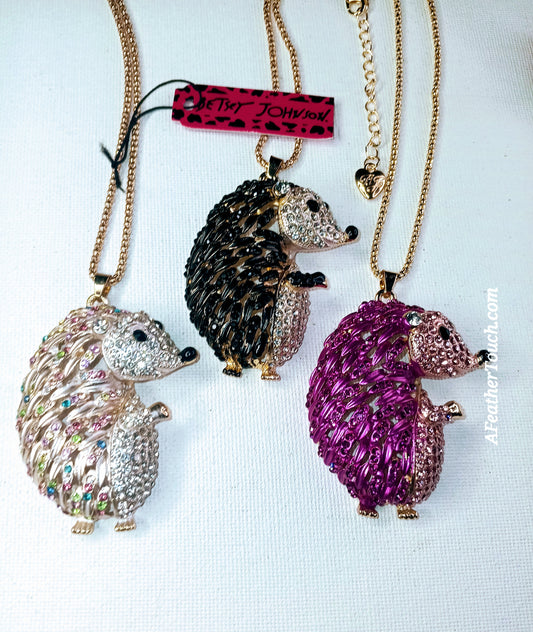 Betsey Johnson Crystal Hedgehog Statement Necklace