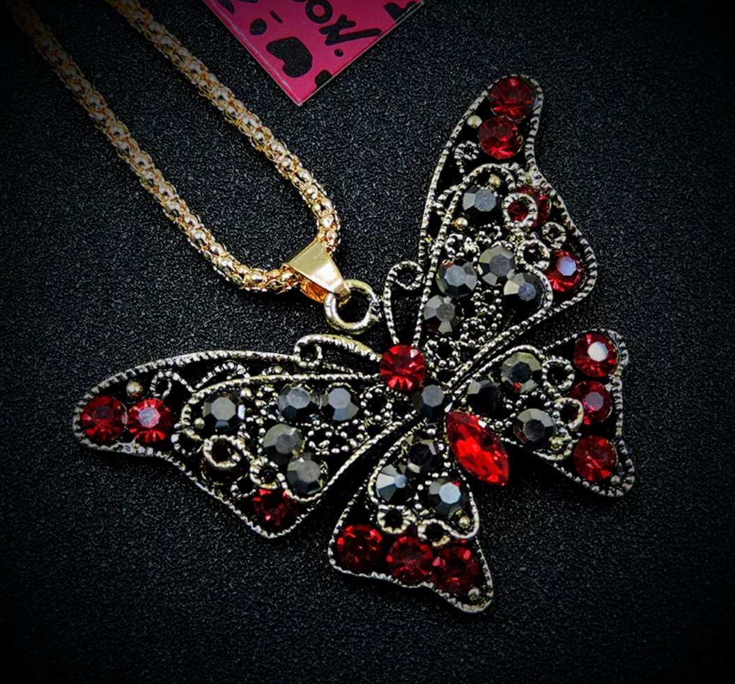 Gothic Romance: Authentic Betsey Johnson Crystal Butterfly Necklace