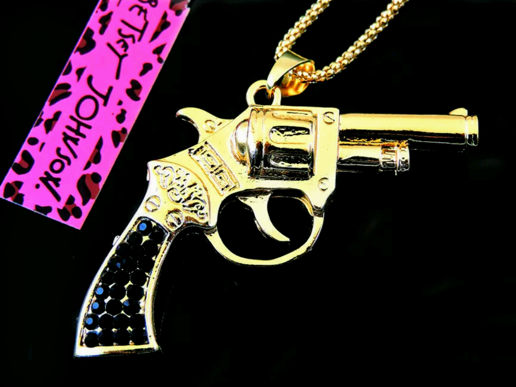 Betsey Johnson Style Crystal Revolver Pendant Necklace