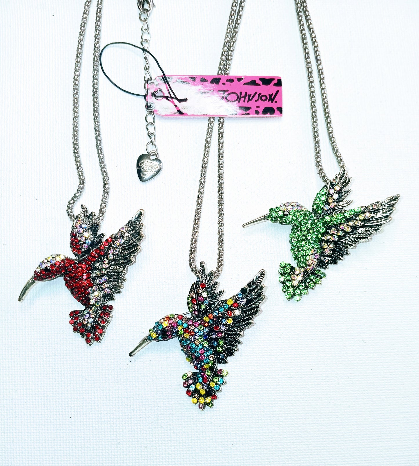 Betsey Johnson Spring Ahead Hummingbird Pendant Necklaces/Brooch 2 in 1