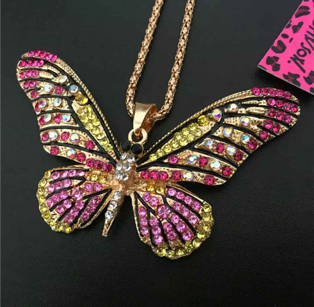 Sparkle & Shine: Crystal Butterfly Statement Pendant Necklace