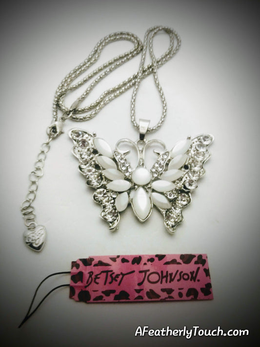 Betsey Johnson Silver-Tone Statement Butterfly Pendant Necklace