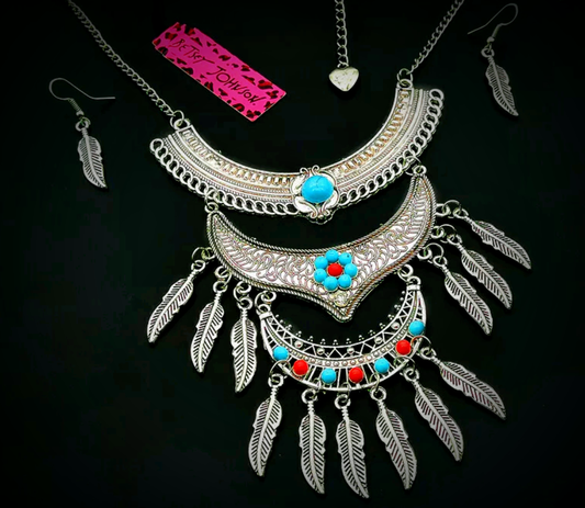 Bohemian Gold or Silver Layered Statement Bib Necklace