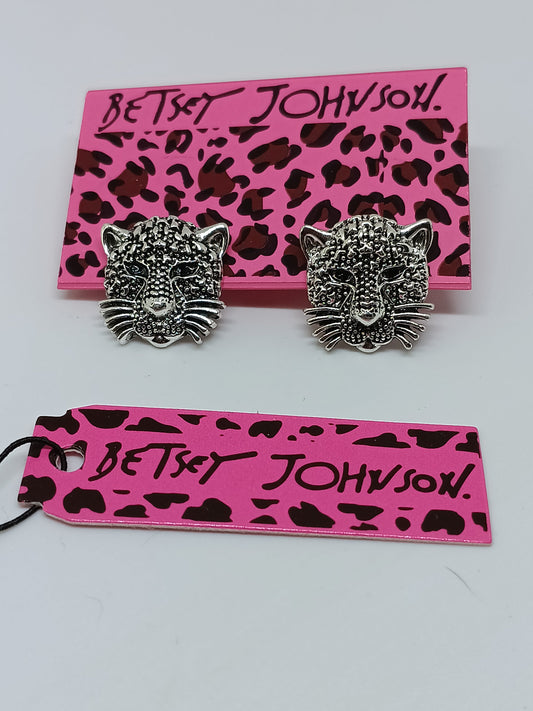 Betsey Johnson Leopard Head Stud Earrings