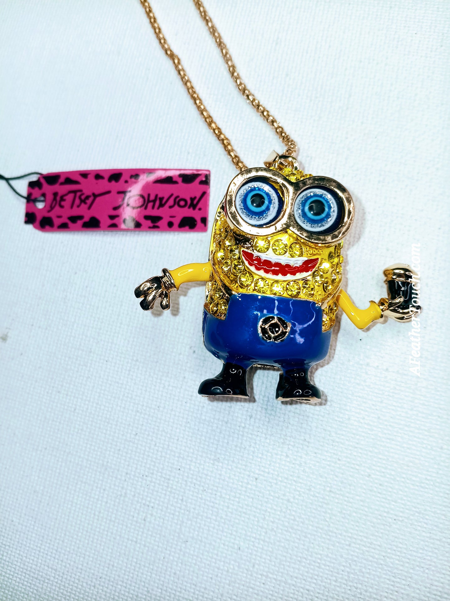 Betsey Johnson Rhinestone Two-Eyed Minion Pendant Necklace