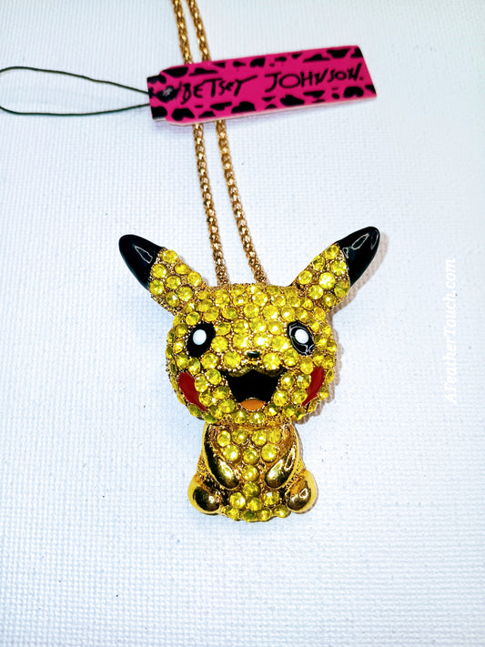 ⚡ ⚡ Betsey Johnson Pokémon Pikachu Sparkling 2-in-1 Brooch & Necklace Pendant! ⚡
