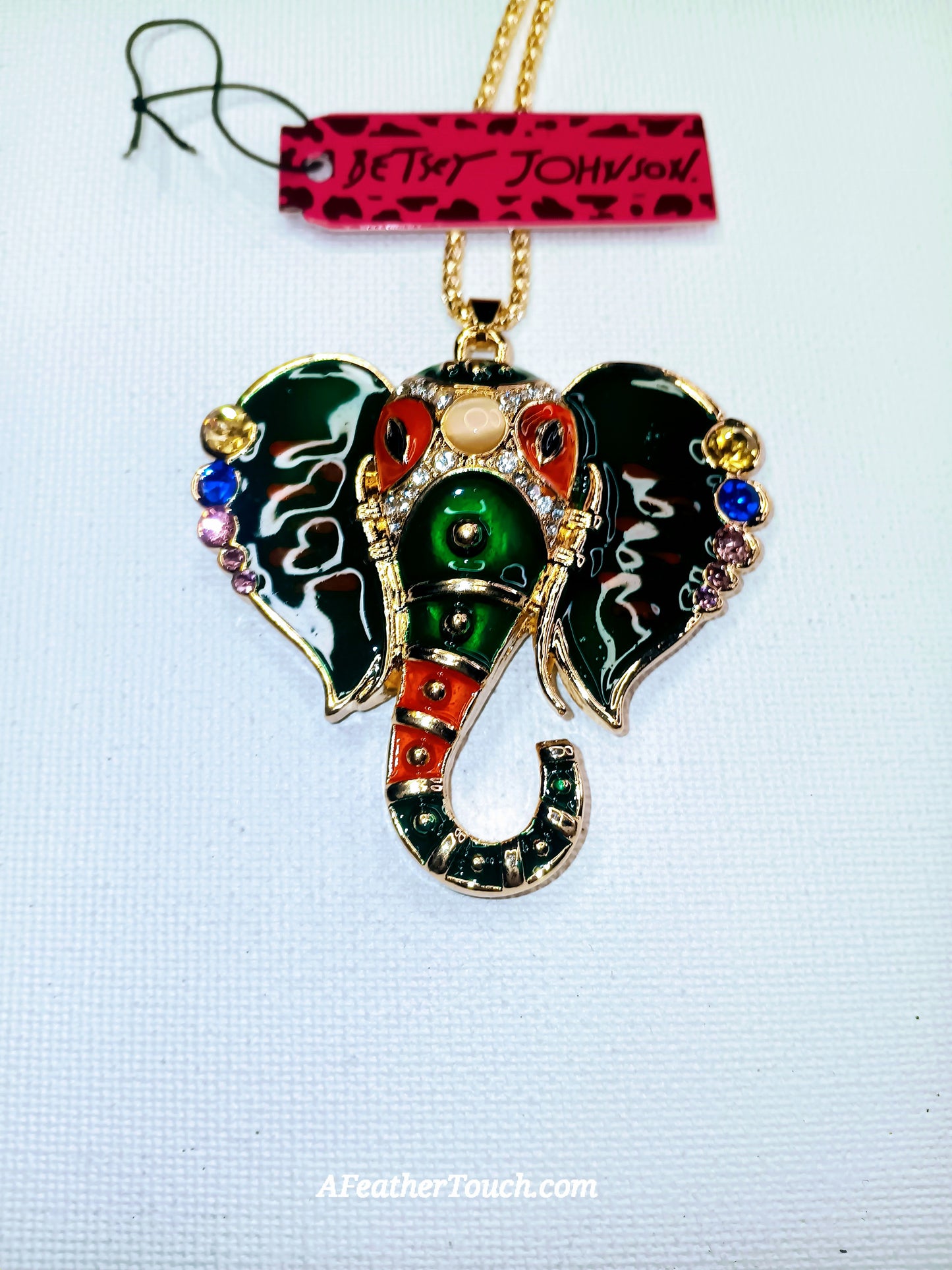 Betsey Johnson Bohemian Elephant Head Pendant Necklace