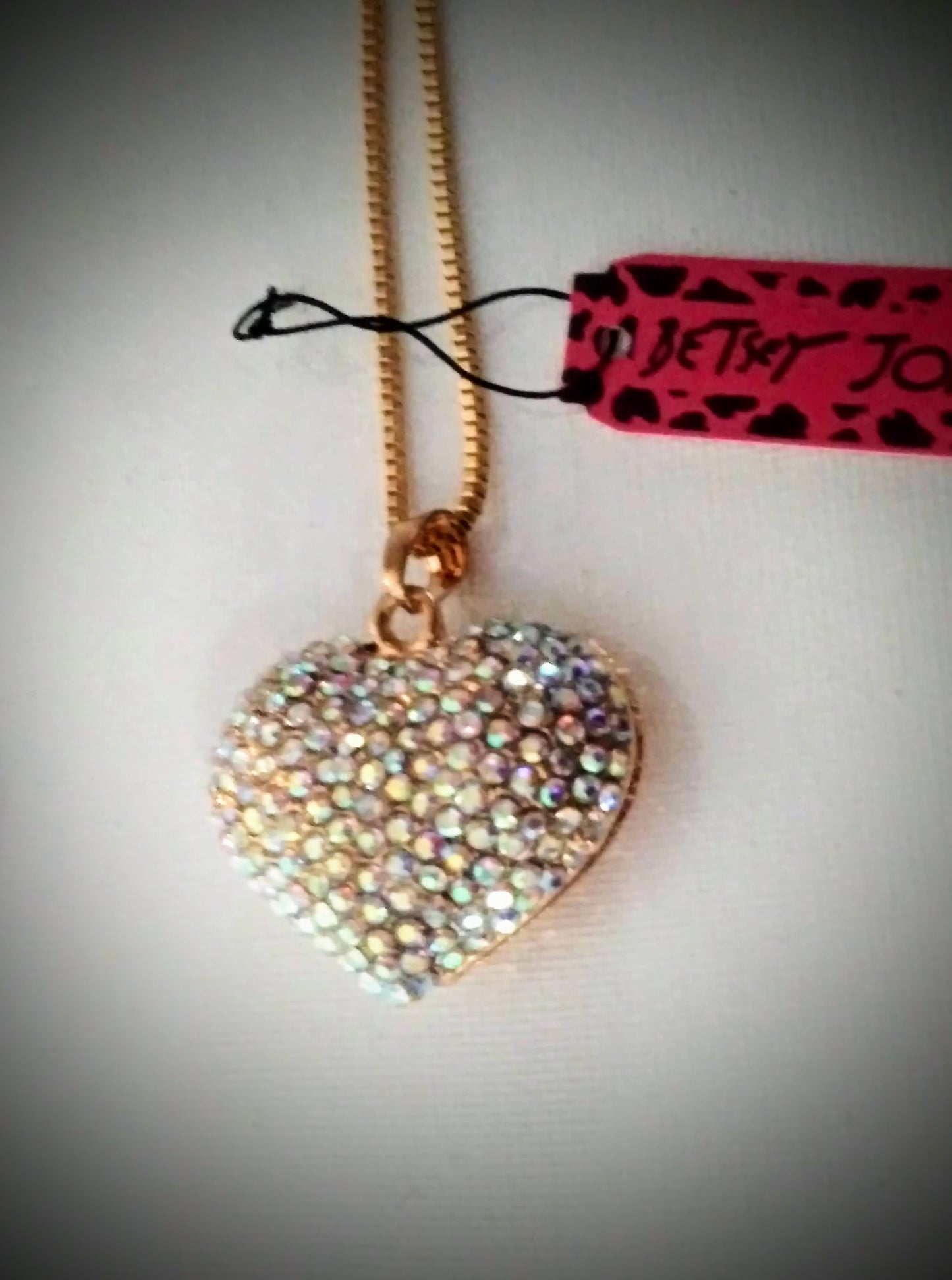Betsey Johnson Iridescent Aurora Borealis Gold Heart Necklace