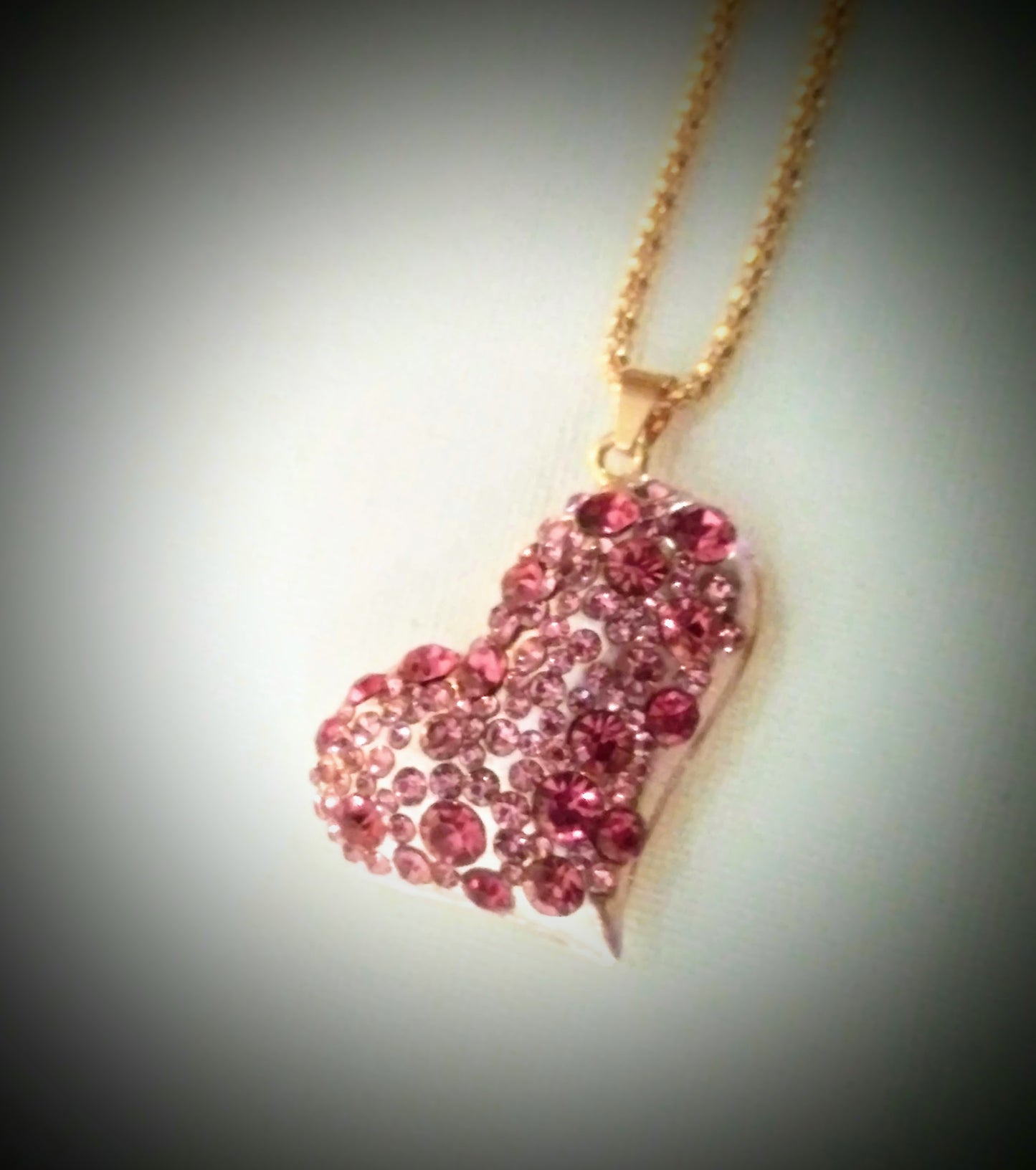 Betsey Johnson Bubblegum Pink Pavé Crystal Heart Necklace