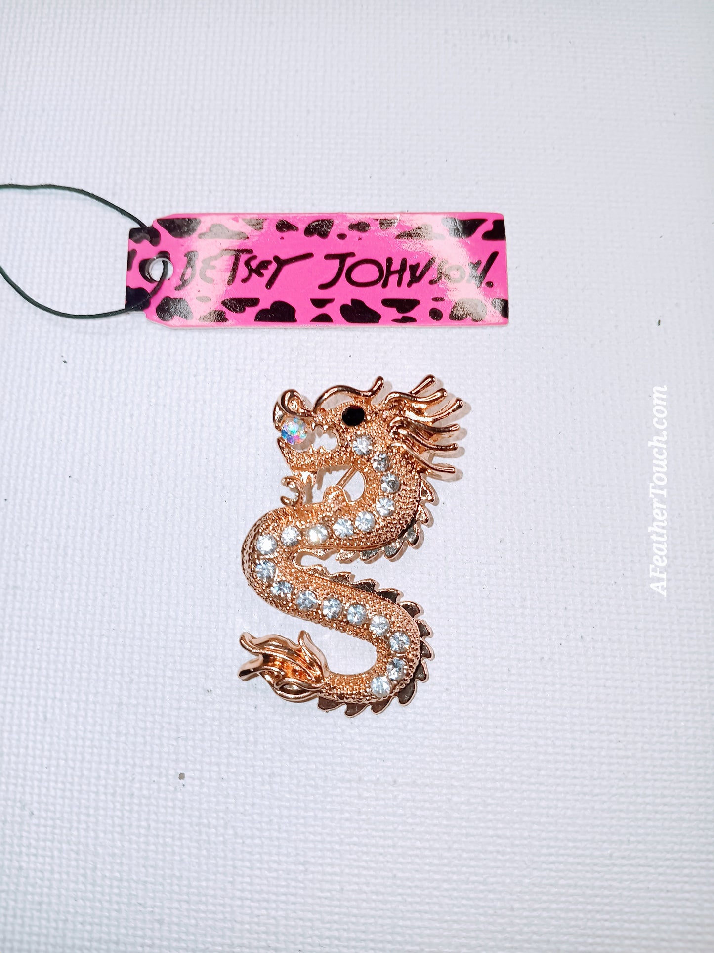 Betsey Johnson Rhinestone Dragon Brooch Pin