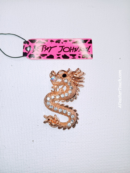 Betsey Johnson Rhinestone Dragon Brooch Pin
