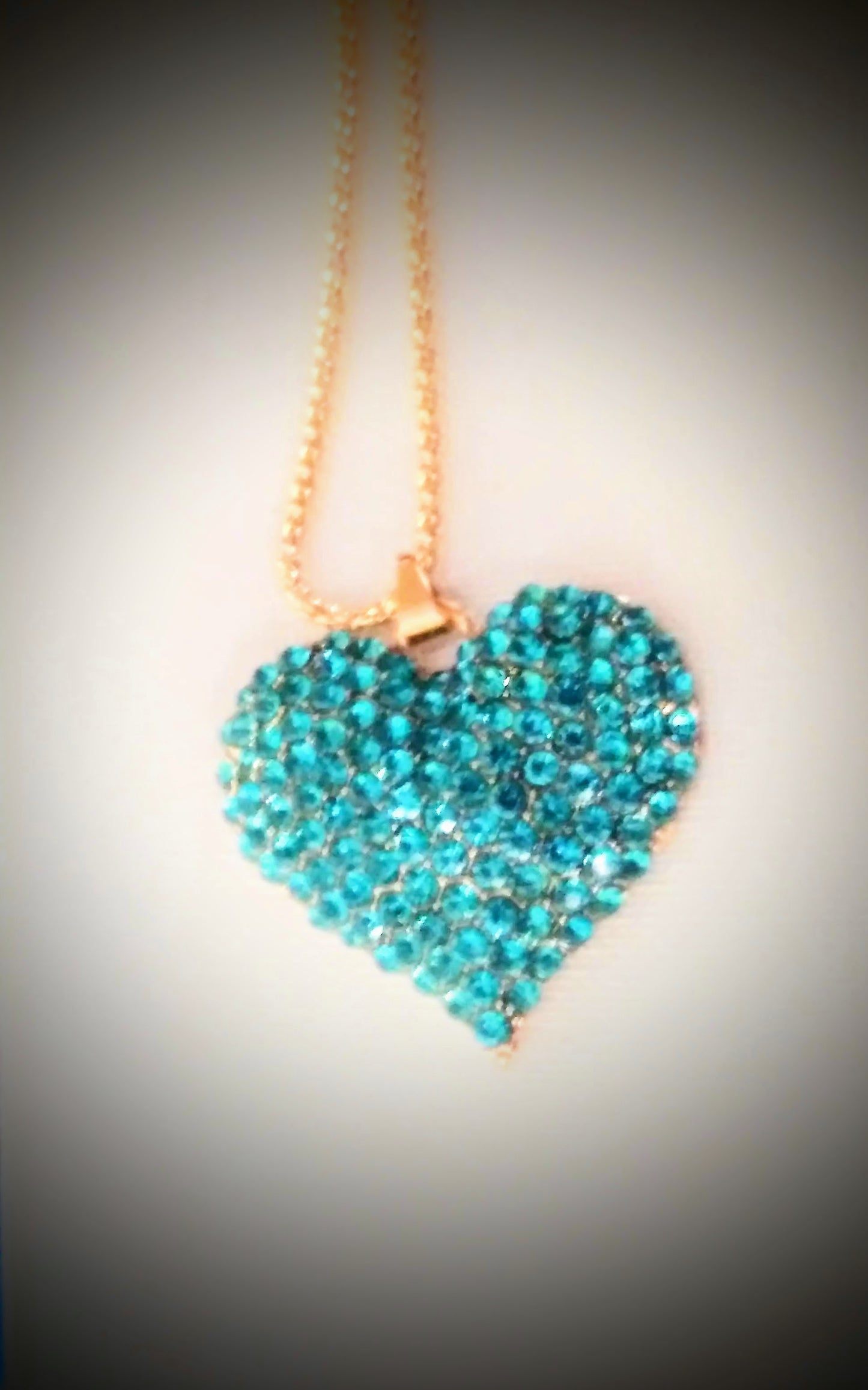 Betsey Johnson Teal Pavé Crystal Heart Necklace