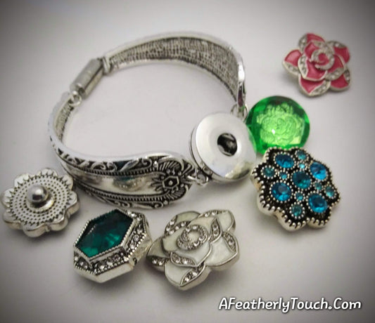 Interchangeable 18mm Snap Charm Spoon Bracelet Set