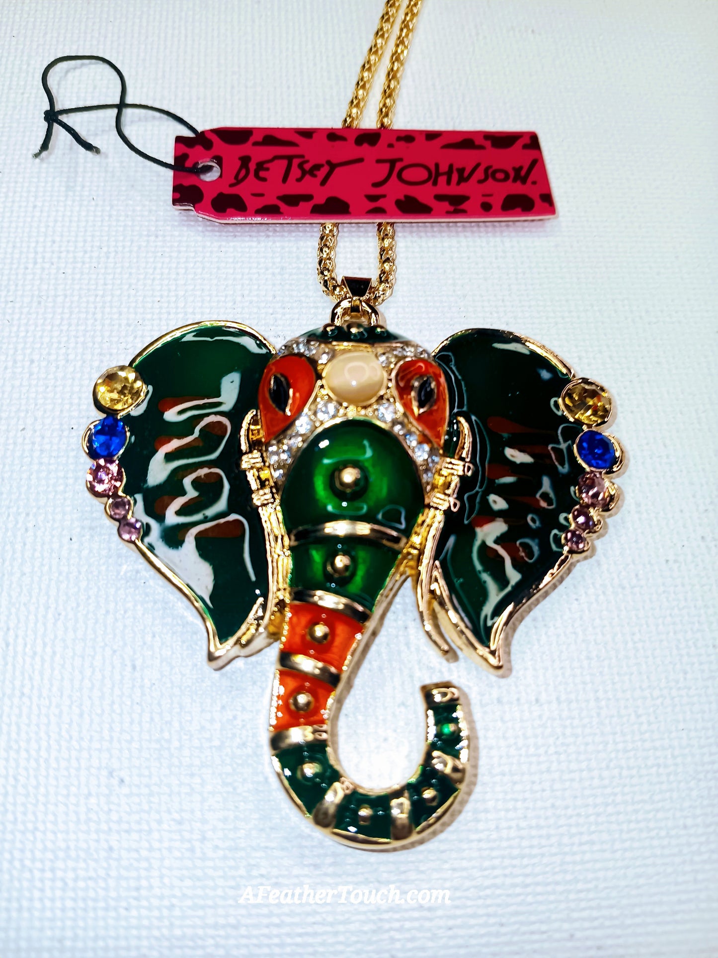 Betsey Johnson Bohemian Elephant Head Pendant Necklace