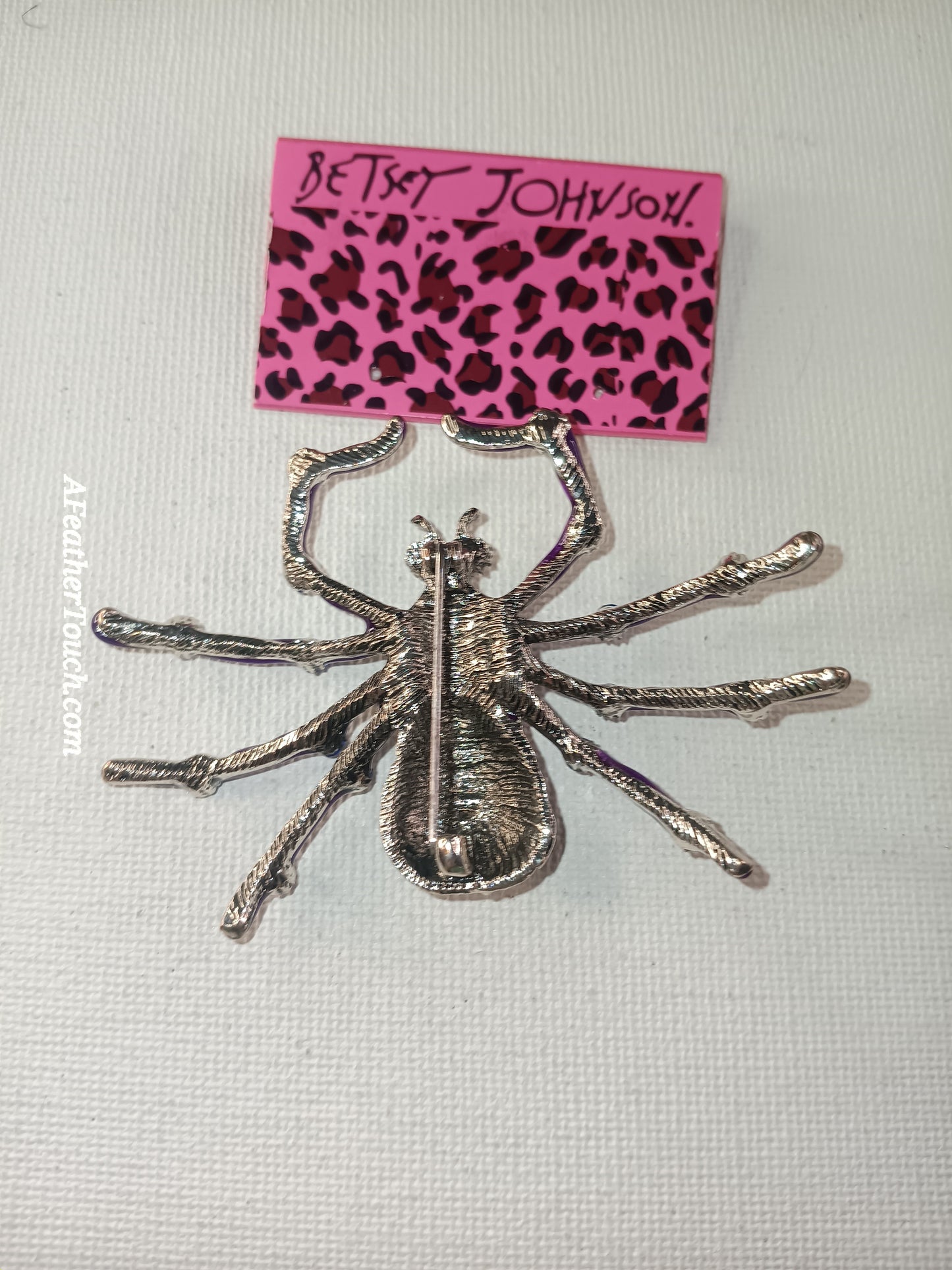 Betsey Johnson Whimsical Purple & Blue Crystal Spider Statement Brooch
