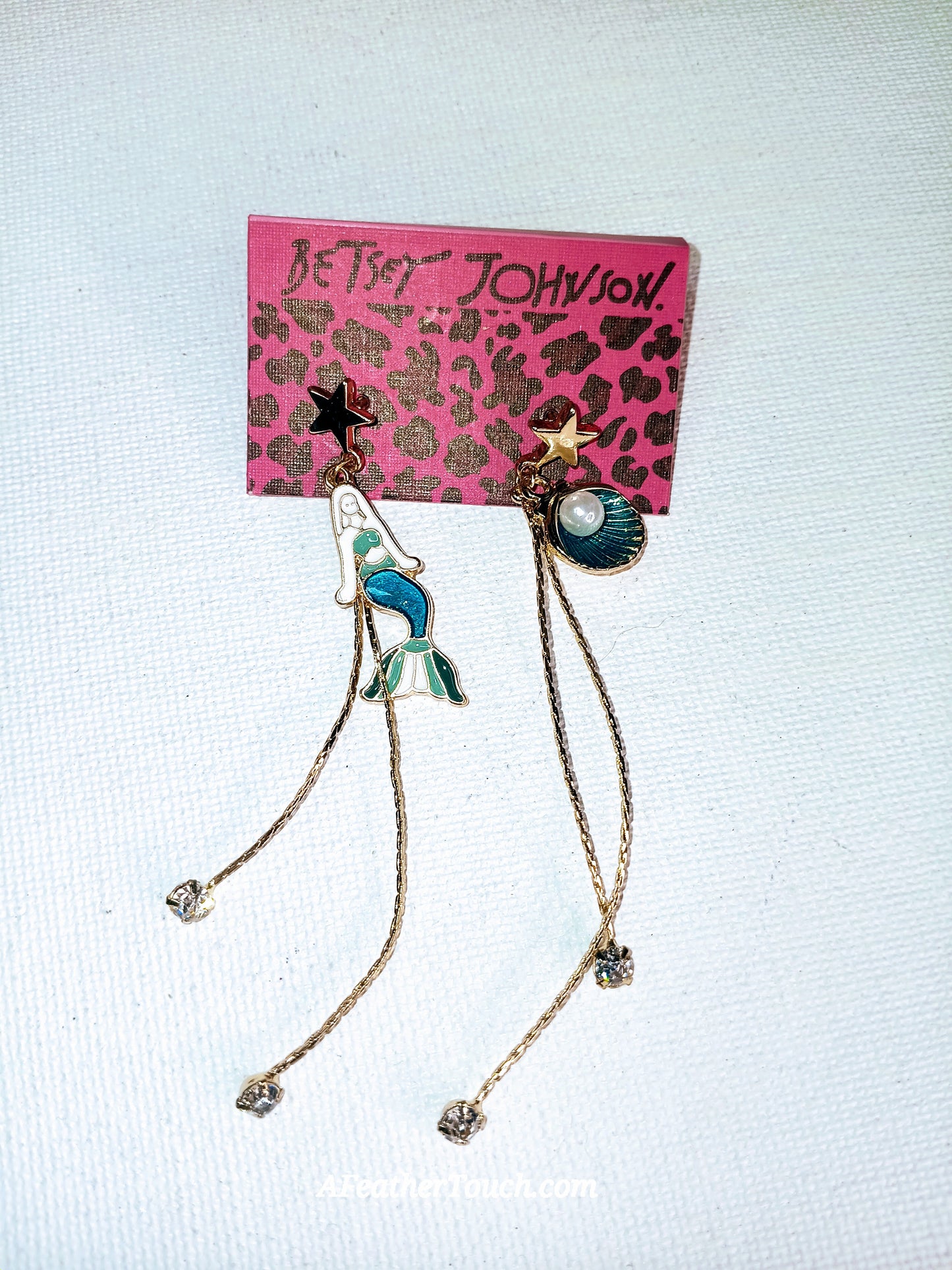 Betsey Johnson Nautical Mermaid & Seashell Mismatched Linear Drop Earrings