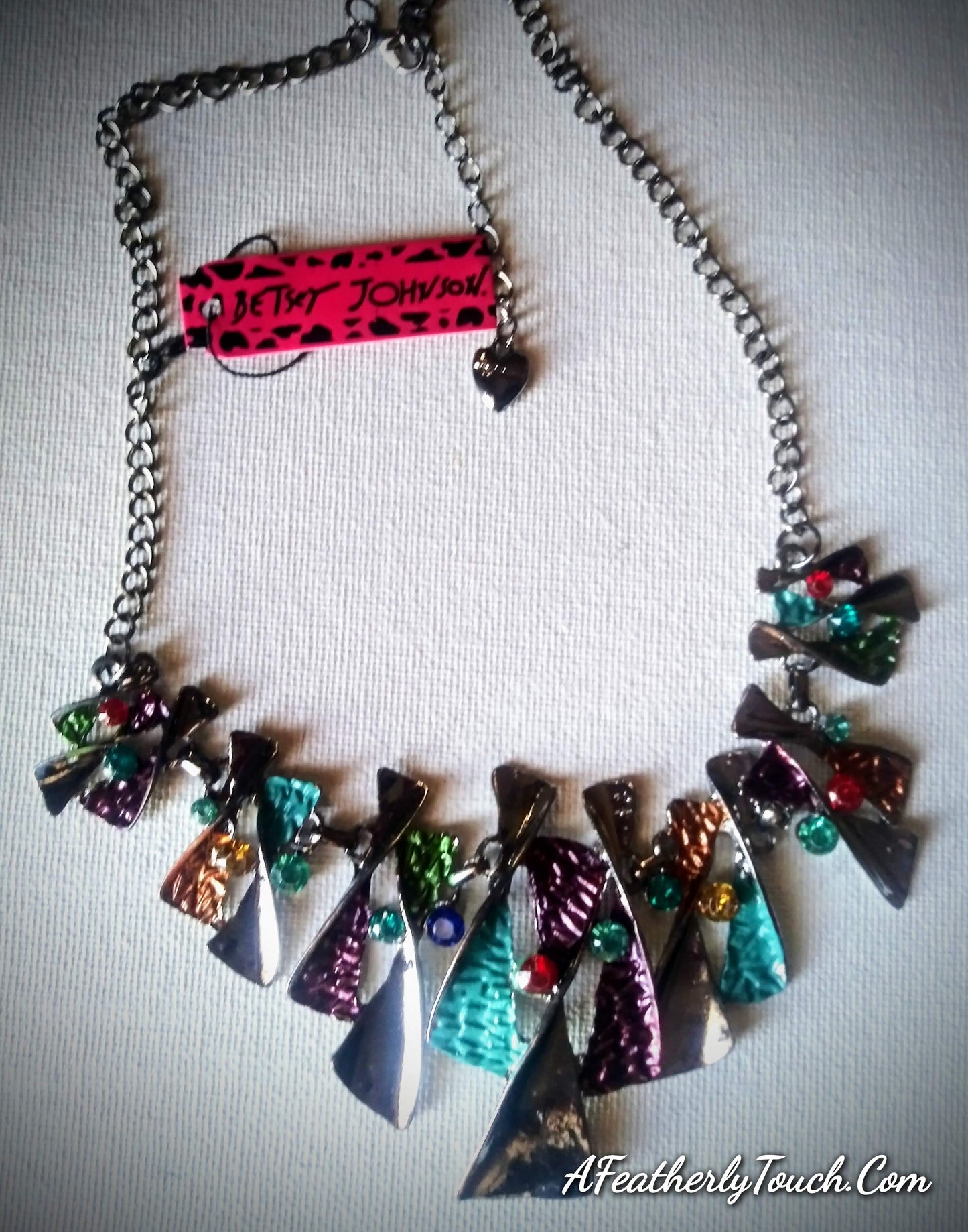 Abstract Geometric Mosaic Colorful Textured Panel Statement Necklace