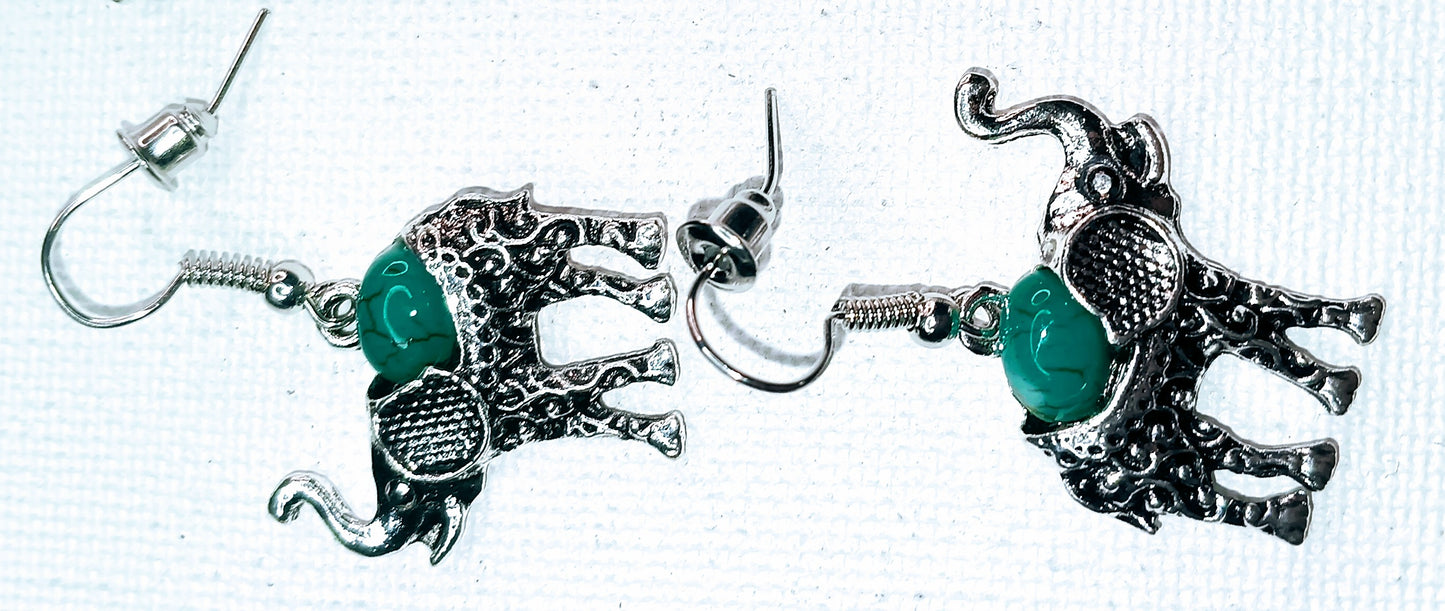 Vintage Bohemian Silver Elephant Jewelry 3-Piece Set
