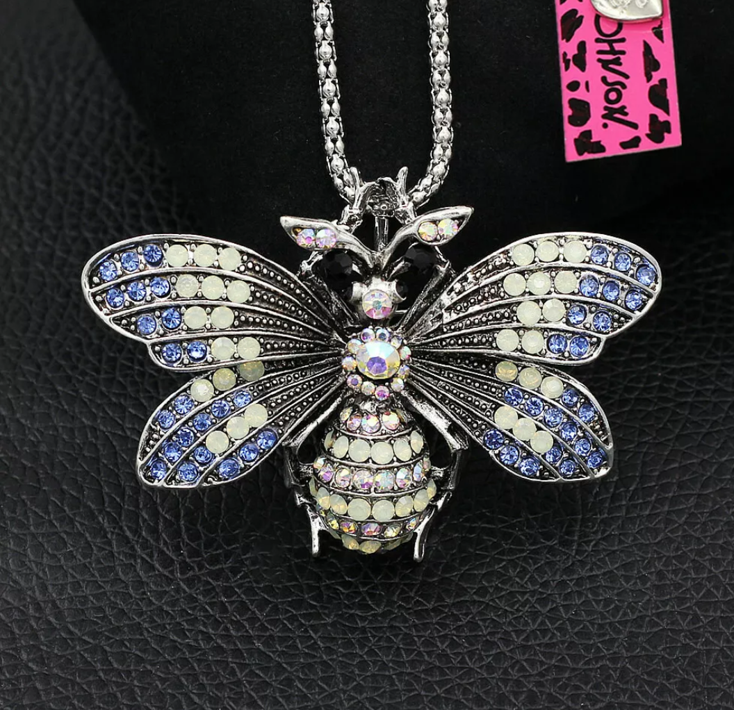 Betsey Johnson 2-in-1 Rhinestone Bee Brooch & Statement Pendant Necklace