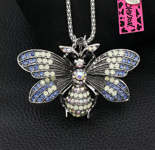 Betsey Johnson 2-in-1 Rhinestone Bee Brooch & Statement Pendant Necklace