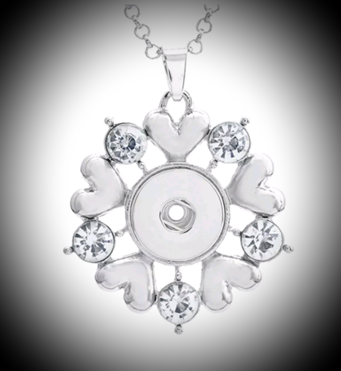 18mm noosa snap pendant with hearts and  rhinestones