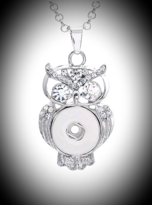 Owl Snap Pendant with  rhinestones