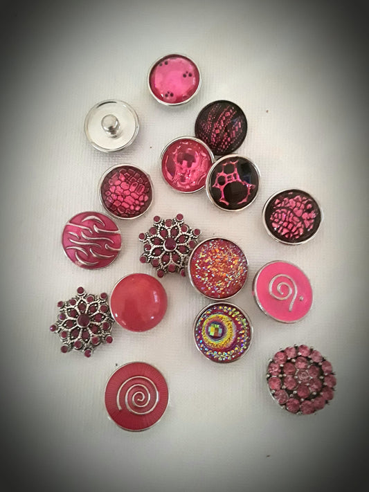 Pink snaps 18mm noosa snaps Bubble, Rhinestone, Metal