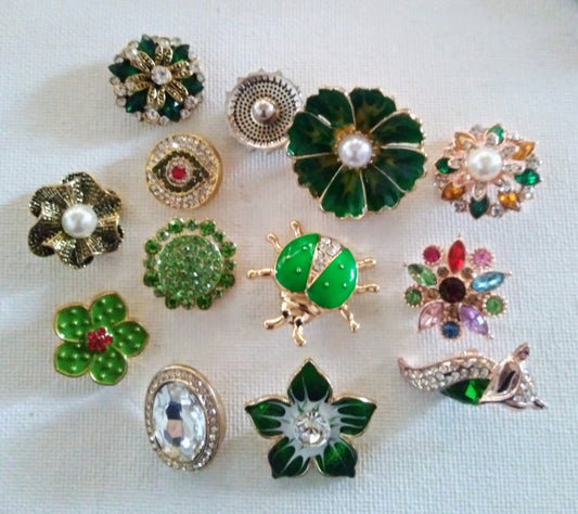 Snaps w multiple colored rhinestones metal and designs