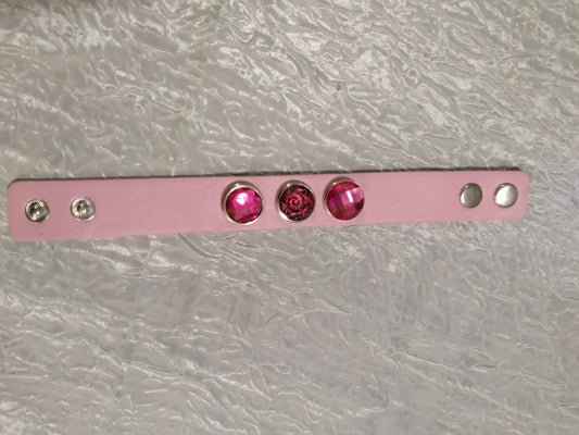 Hot 🔥 new snap jewelry Leather bracelet 18mm snaps Pink