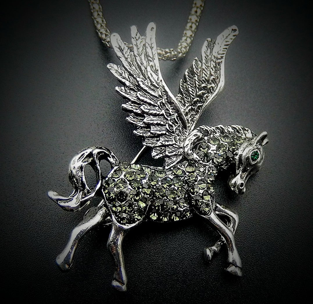 BETSEY
JOHNSON BEAUTIFUL BLACK and SILVER PEGASUS 
PENDANT/BROACH