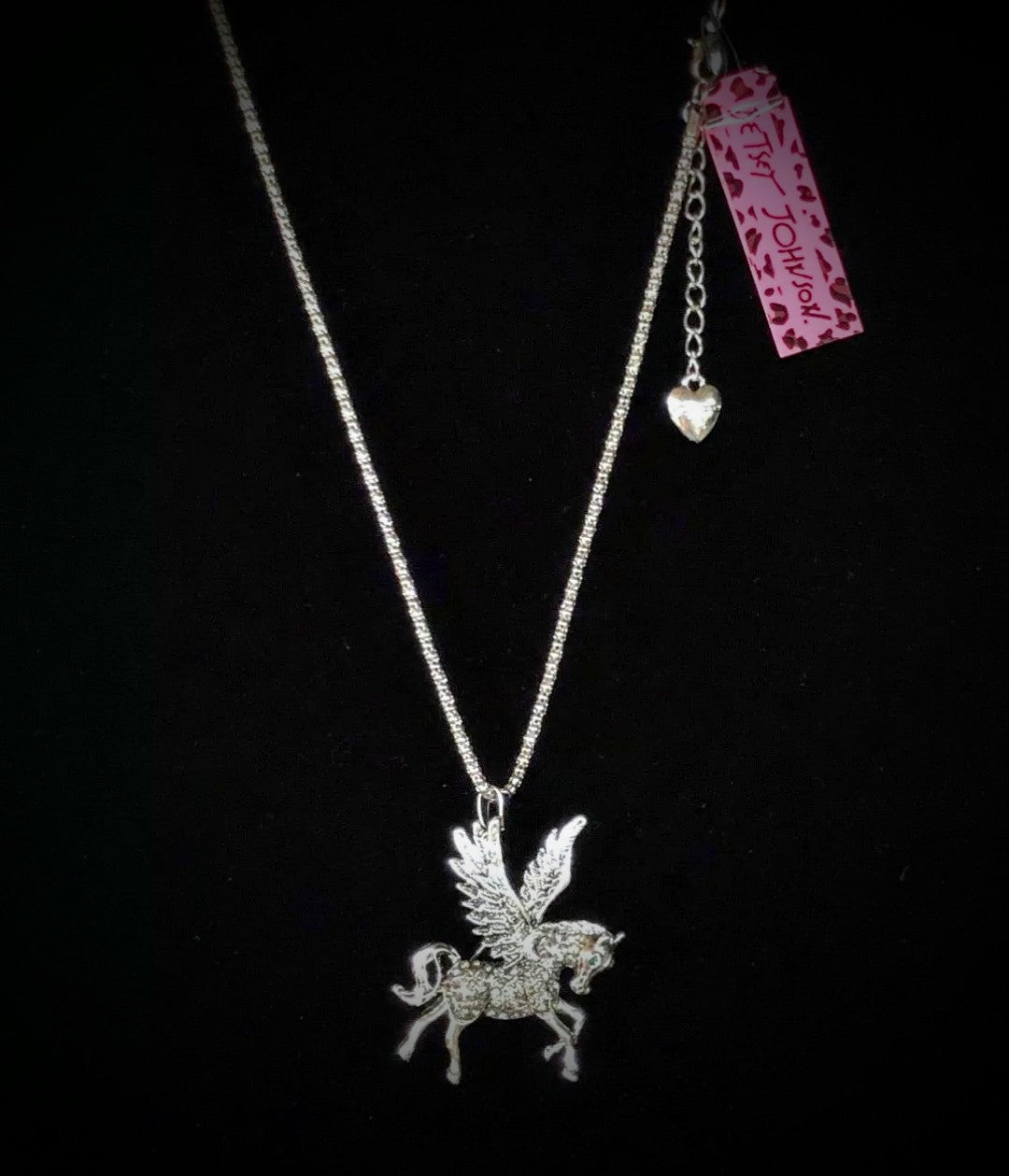 BETSEY
JOHNSON BEAUTIFUL BLACK and SILVER PEGASUS 
PENDANT/BROACH
