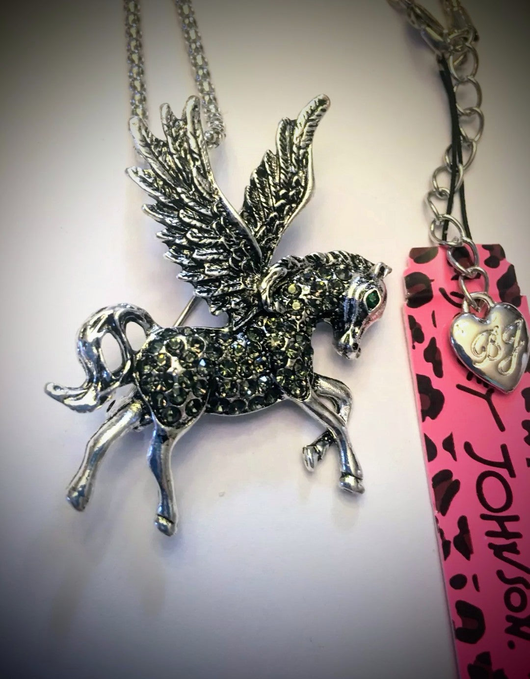 BETSEY
JOHNSON BEAUTIFUL BLACK and SILVER PEGASUS 
PENDANT/BROACH